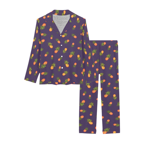 Pineapple-Womens-Pajama-Dark-Purple-Rear-View