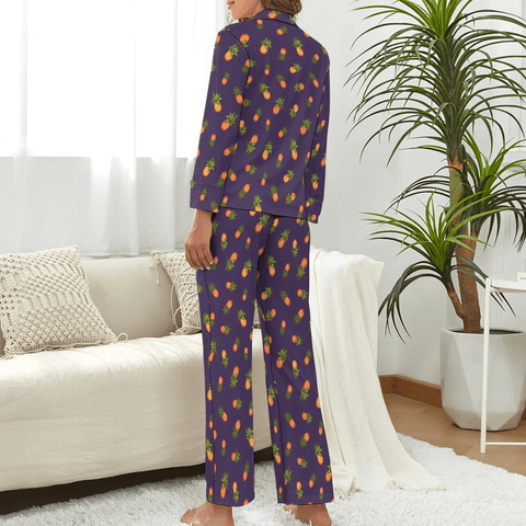 Pineapple-Womens-Pajama-Dark-Purple-Rear-View