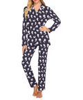 Retro-Ghost-Womens-Pajama-Midnight-Blue-Front-View