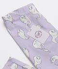 Retro-Ghost-Womens-Pajama-Lavender-Closeup-Product-View