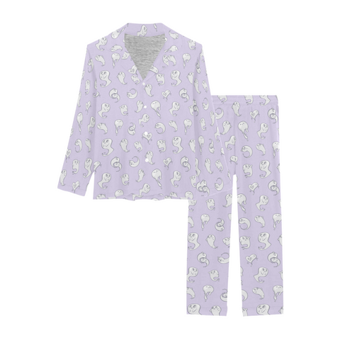 Retro-Ghost-Womens-Pajama-Lavender-Product-View