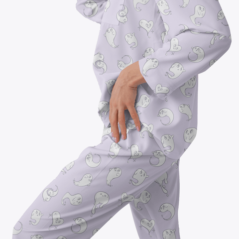 Retro-Ghost-Womens-Pajama-Lavender-Semi-Side-View