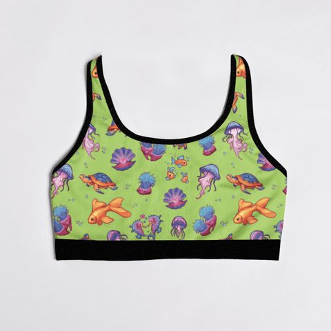 Sea-Life-Womens-Bralette-Lime-Green-Product-Front-View