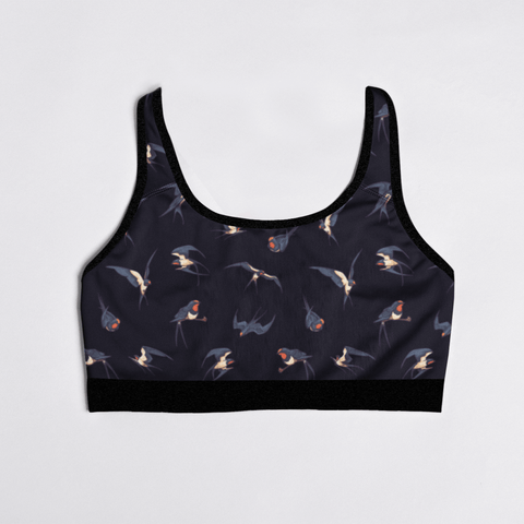 Sparrow-Womens-Bralette-Black-Product-Front-View