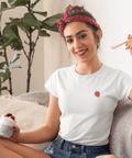 Strawberry-Embroidered-T-Shirt-White-Front-Lifestyle-View