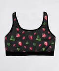 Strawberry-Womens-Bralette-Black-Product-Front-View