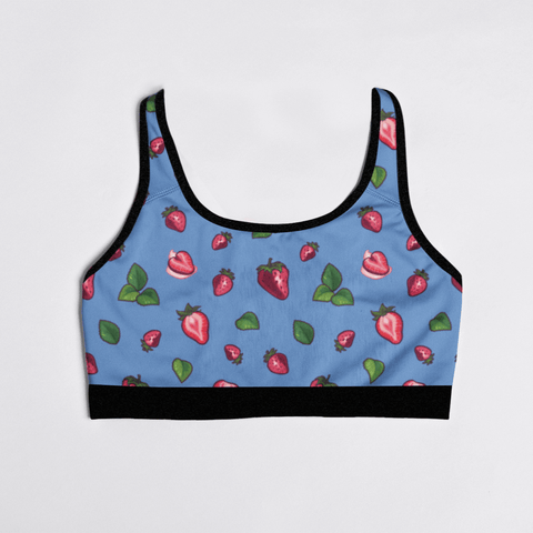 Strawberry-Womens-Bralette-Cornflower-Blue-Product-Front-View