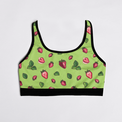 Strawberry-Womens-Bralette-Lime-Green-Product-Front-View