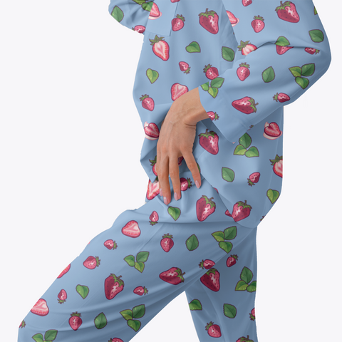Strawberry-Womens-Pajama-Cornflower-Blue-Semi-Side-View