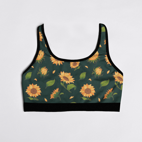 Sunflower-Womens-Bralette-Dark-Green-Product-Front-View
