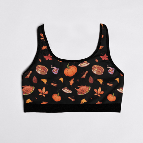 Thanks-Giving-Womens-Bralette-Black-Product-Front-View