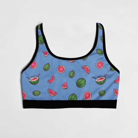Watermelon-Womens-Bralette-Blue-Product-Front-View