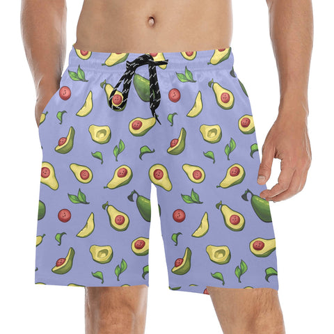 Happy-Avocado-Mens-Swim-Trunks-Lavender-Model-Front-View