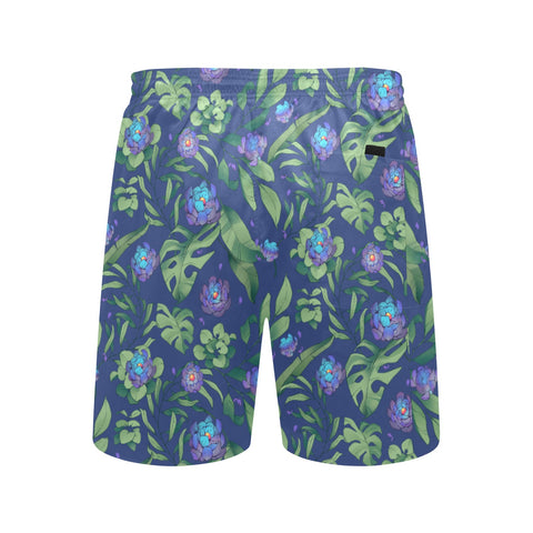 Jungle-Flower-Mens-Swim-Trunks-Blue-Purple-Back-View