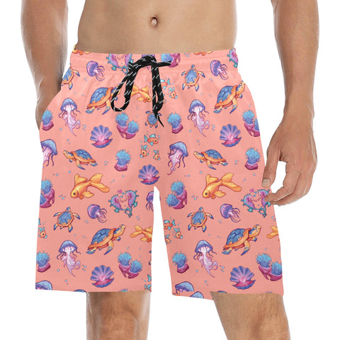 Sea-Life-Mens-Swim-Trunks-Coral-Model-Front-View