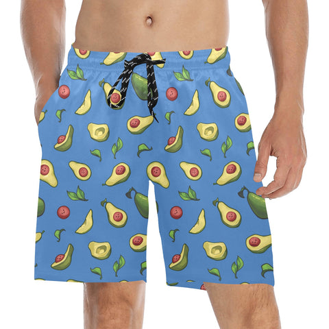Happy-Avocado-Mens-Swim-Trunks-Blue-Model-Front-View