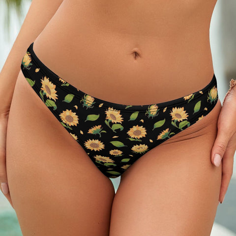 Sunflower-Womens-Thong-Black-Model-Front-View
