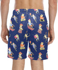 Frogs-Doing-Things-Men's-Swim-Trunks-Blue-Model-Back-View