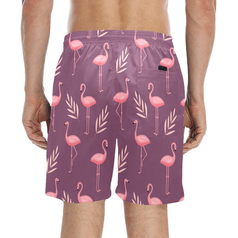 Flamingo-Men's-Swim-Trunks-Purple-Model-Back-View