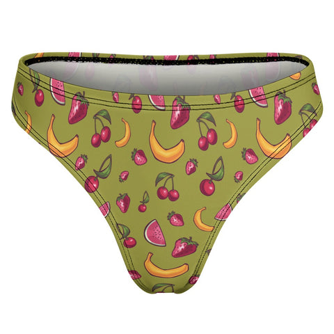 Fruit-Punch-Women's-Thong-Olive-Green-Product-Back-View