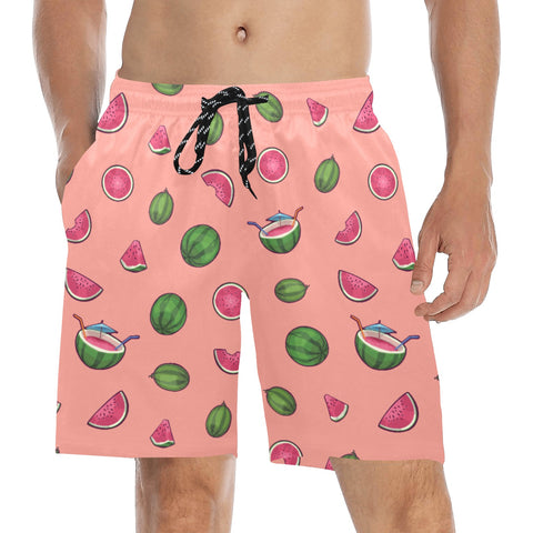 Watermelon-Mens-Swim-Trunks-Peach-Model-Front-View