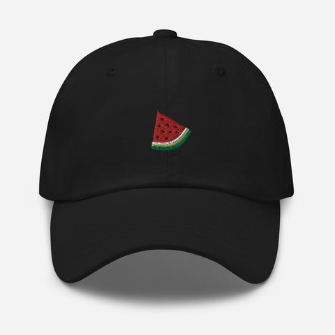 Watermelon-Embroidered-Dad-Hat-Black-Front-View