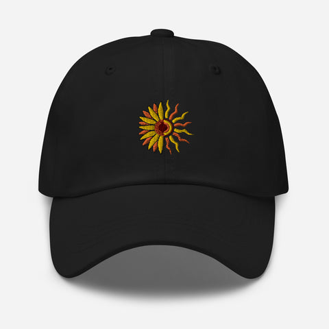 Sunflower-Embroidered-Dad-Hat-Black-Front-View