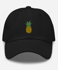 Pineapple-Embroidered-Dad-Hat-Black-Front-View