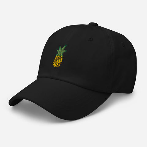 Pineapple-Embroidered-Dad-Hat-Black-Left-Front-View