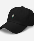 Daisy-Embroidered-Dad-Hat-Black-Left-Front-View
