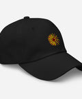 Sunflower-Embroidered-Dad-Hat-Black-Right-Front-View