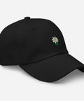 Daisy-Embroidered-Dad-Hat-Black-Right-Front-View