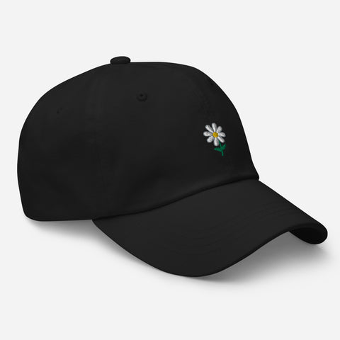 Daisy-Embroidered-Dad-Hat-Black-Right-Front-View