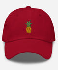Pineapple-Embroidered-Dad-Hat-Cranberry-Front-View