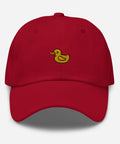 Rubber-Duck-Embroidered-Dad-Hat-Cranberry-Front-View