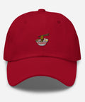 Ramen-Bowl-Embroidered-Dad-Hat-Cranberry-Front-View
