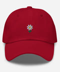 Daisy-Embroidered-Dad-Hat-Cranberry-Front-View