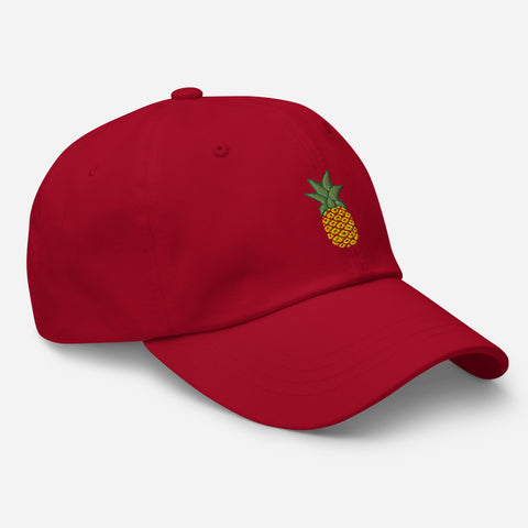 Pineapple-Embroidered-Dad-Hat-Cranberry-Right-Front-View