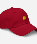 Lemon-Embroidered-Dad-Hat-Cranberry-Right-Front-View