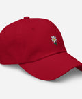 Daisy-Embroidered-Dad-Hat-Cranberry-Right-Front-View