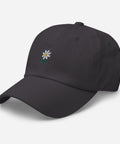 Daisy-Embroidered-Dad-Hat-Grey-Left-Front-View