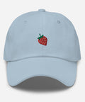 Strawberry-Embroidered-Dad-Hat-Light-Blue-Front-View