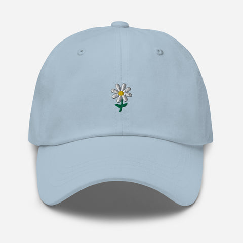 Daisy-Embroidered-Dad-Hat-Light-Blue-Front-View