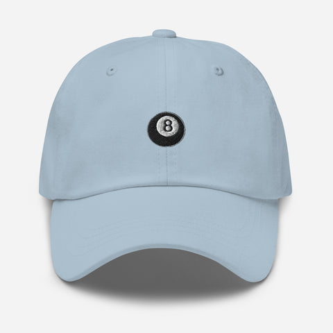 Magic-Eight-Ball-Embroidered-Dad-Hat-Light-Blue-Front-View