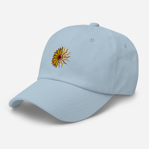 Sunflower-Embroidered-Dad-Hat-Light-Blue-Left-Front-View