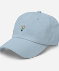 Daisy-Embroidered-Dad-Hat-Light-Blue-Left-Front-View
