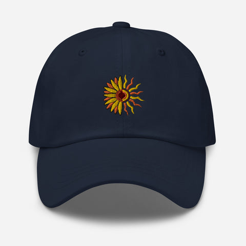 Sunflower-Embroidered-Dad-Hat-Navy-Front-View