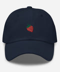 Strawberry-Embroidered-Dad-Hat-Navy-Front-View