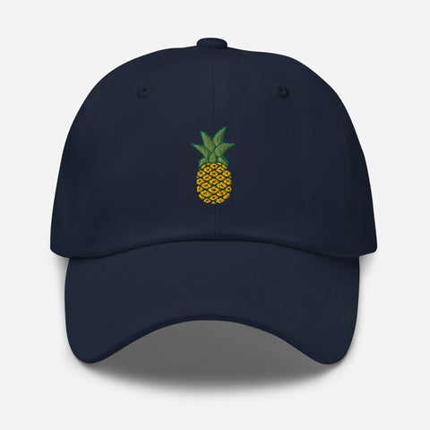 Pineapple-Embroidered-Dad-Hat-Navy-Front-View