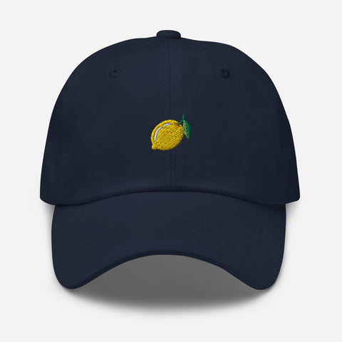 Lemon-Embroidered-Dad-Hat-Navy-Front-View